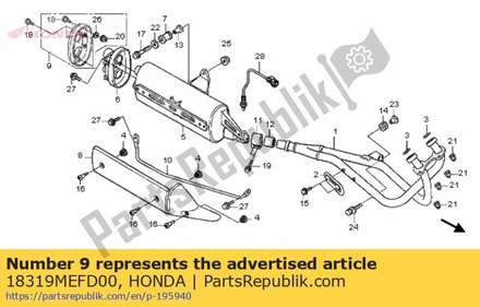 Cover assy., muffler tail 18319MEFD00 Honda