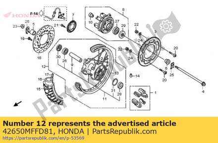 Wheel sub assy., rr. 42650MFFD81 Honda