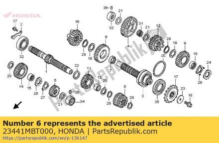 Gear, countershaft second (29t) 23441MBT000 Honda