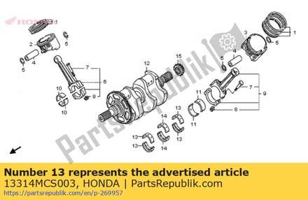 Bearing b, crankshaft (bl 13314MCS003 Honda