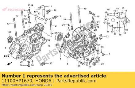 Crankcase comp., r. 11100HP1670 Honda