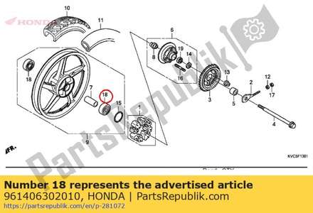 Bearing, radial ball, 6302u 961406302010 Honda