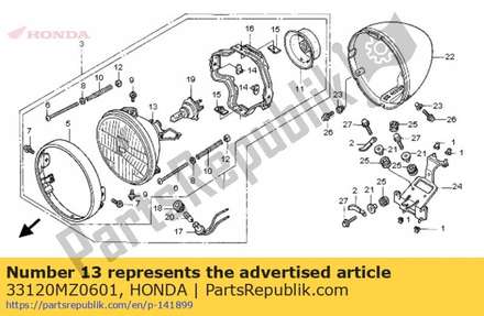 Headlight unit 33120MZ0601 Honda