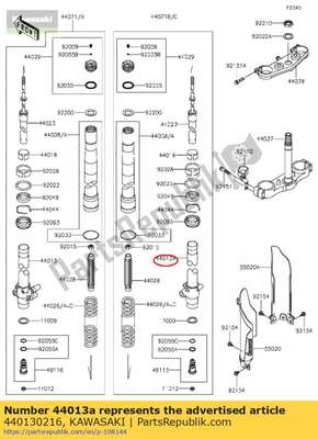 Pipe-fork inner,rh kx85cef 440130216 Kawasaki