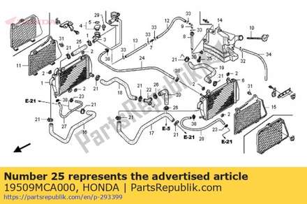 Hose, cap joint 19509MCA000 Honda
