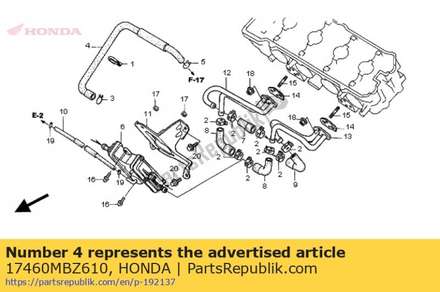 Hose, air suction 17460MBZ610 Honda