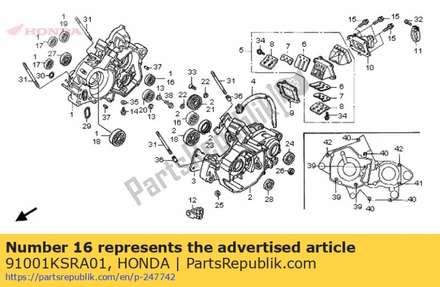 Bearing, radial ball, 17x36x10 91001KSRA01 Honda