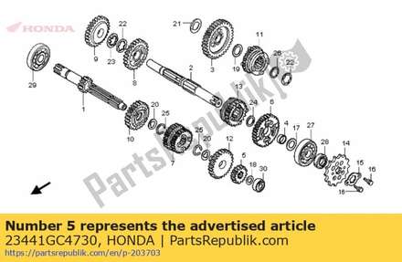 Gear, mainshaft second (18t) 23441GC4730 Honda