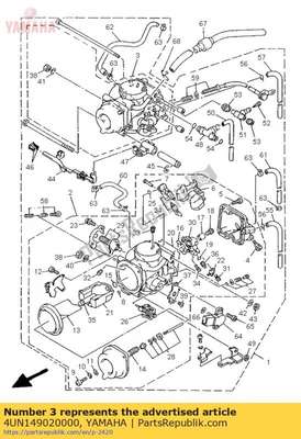 Carburetor assy 2 4UN149020000 Yamaha
