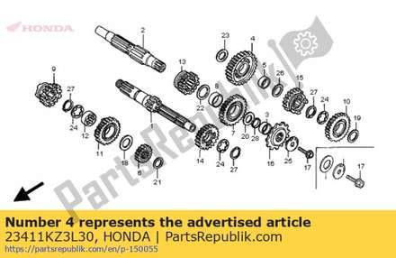 Gear, countershaft low (27t) 23411KZ3L30 Honda