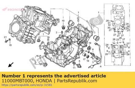Crank case set 11000MBT000 Honda