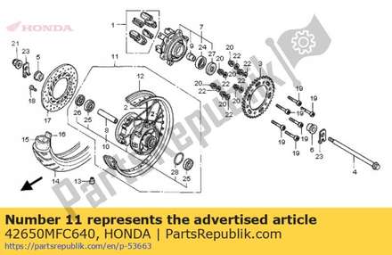 Wheel sub assy., rr. 42650MFC640 Honda