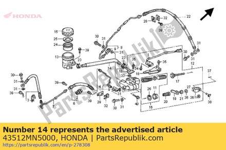 Hose, rr. master cylinder 43512MN5000 Honda