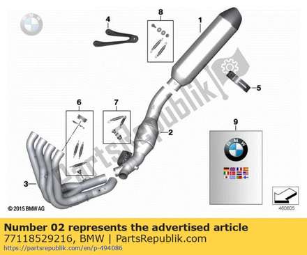 Connect pipe hp titanium exhaust system 77118529216 BMW