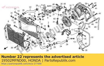 Hose b,rad up 19502MFND00 Honda