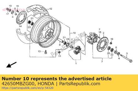 Wheel sub assy., rr. 42650MBZG00 Honda