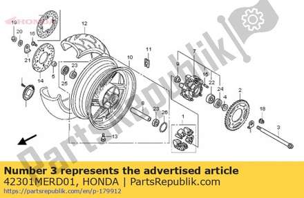 Axle,rear wheel 42301MERD01 Honda