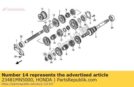 Gear, mainshaft fifth (29t) 23481MN5000 Honda