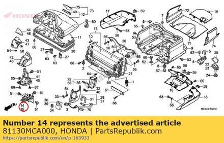 Hinge comp., r. trunk 81130MCA000 Honda