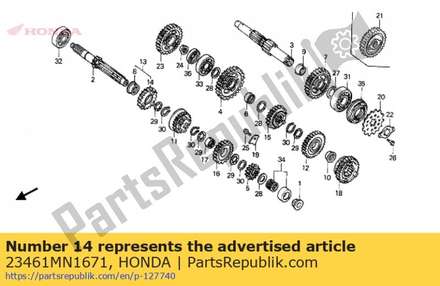 Gear, mainshaft fourth (2 23461MN1671 Honda