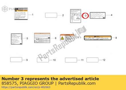 Koolstoffilter sticker 858575 Piaggio Group