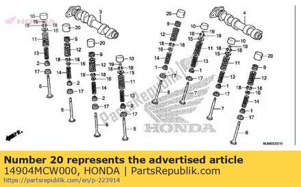 Lifter b, valve(2.86) 14904MCW000 Honda