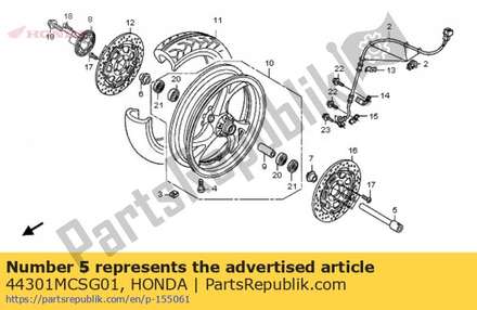 Axle, fr. wheel 44301MCSG01 Honda