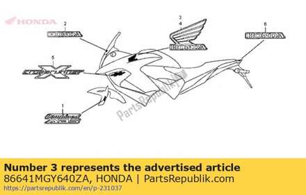 Mark, r. vleugel (100 mm) * type1 * (type1) 86641MGY640ZA Honda