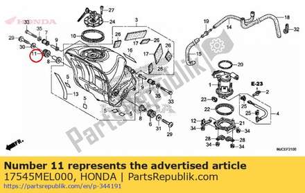 Rubber, r. fr. tank mount 17545MEL000 Honda