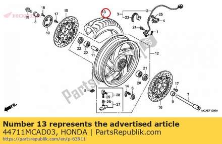 Tire, fr.(bridgestone) (130/70r18 63h) 44711MCAD03 Honda