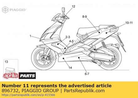 Lh rear fairing dec. 50 896732 Piaggio Group