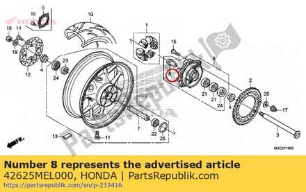 Collar b, rr. wheel dista 42625MEL000 Honda