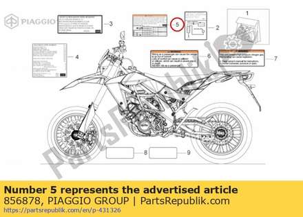 Tyre pressure decal 856878 Piaggio Group