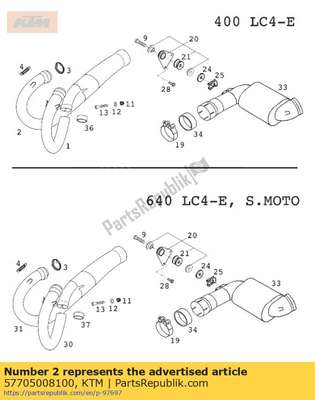 Exhaust pipe r/s 'ktm577 57705008100 KTM