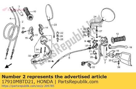 Cable comp. a, throttle 17910MBTD21 Honda