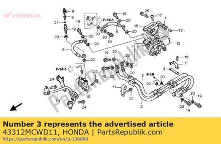 Sub hose comp., rr. brake 43312MCWD11 Honda