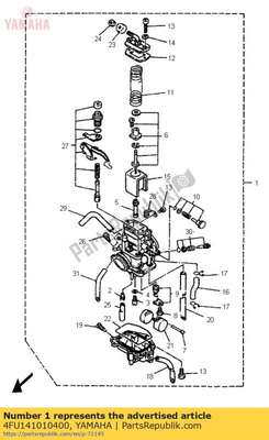 Carburetor assy 1 4FU141010400 Yamaha