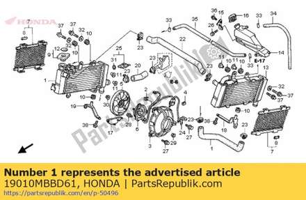 Radiator comp., r. 19010MBBD61 Honda