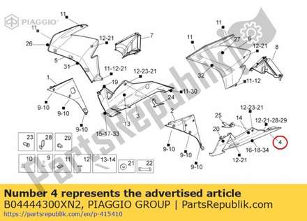 Lh pijler B04444300XN2 Piaggio Group