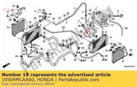 Hose, l. rr. radiator 19504MCAA60 Honda
