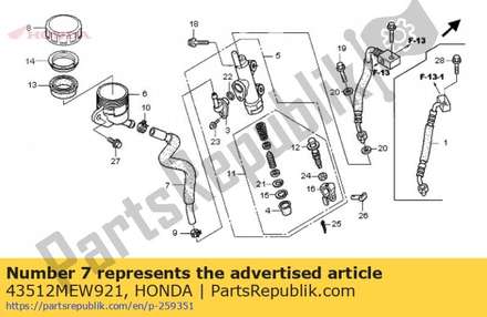 Hose comp., rr. brake master cylinder 43512MEW921 Honda