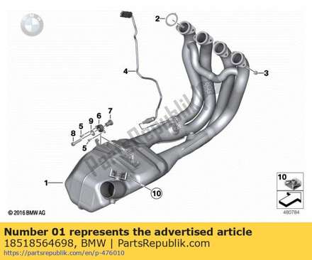 Exhaust manifold with front muffler (from 11/2016) 18518564698 BMW