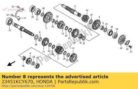 Gear, countershaft third (28t) 23451KCY670 Honda