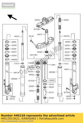 Pipe-fork inner,lh,f.bla kle65 44013013621 Kawasaki