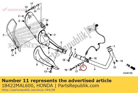 Collar, muffler mounting 18422MAL600 Honda