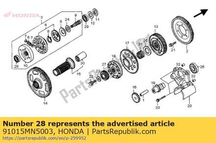 Bearing, radial ball, 6003 (toyo) 91015MN5003 Honda