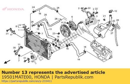 Hose, radiator upper 19501MATE00 Honda