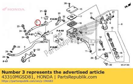 Hose comp. a, rr. brake 43310MGSD81 Honda