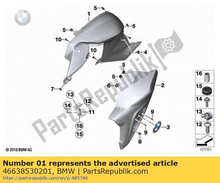 Fairing side panel, front left - rohteil / blank (from 10/2011) 46638530201 BMW