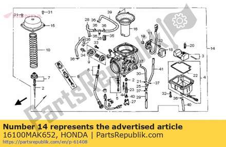 Carburetor assy. (veeak b 16100MAK652 Honda